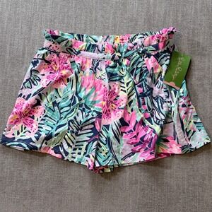 Lilly Pulitzer Petra Shorts Slathouse Soiree Floral Pink Green Girls XL 12-14
